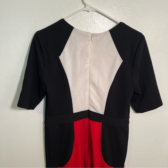 R&K Colorblock Dress Black White Red Textured 10 - Picture 6 of 10